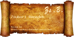 Zsubori Benedek névjegykártya